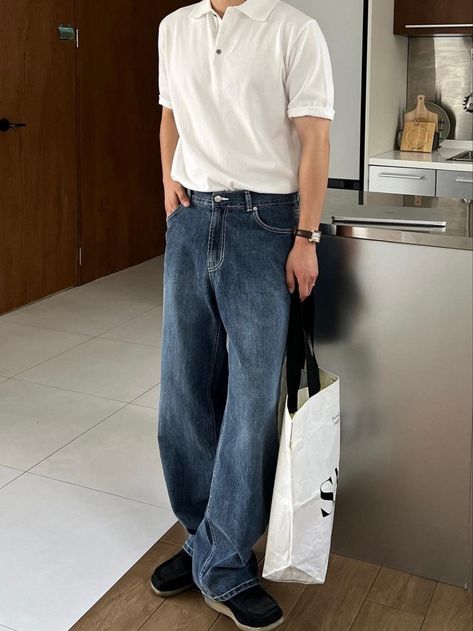 Polo Shirt With Jeans, Malaysia Outfit, Dress Pants Men, Shirt With Jeans, Mens Dress Pants, Polo Jeans, Men Fashion Casual Outfits, Ideas Aesthetic, Jeans Men