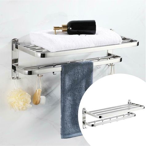 Description : Towel Bar , Towel Rail Holder , Multi Purpose Hook . Construted of premium grade stainless steel , content to protect against corrosion & amp ; rust . Modern minimalist style , perfect for hotel and household use . Installation is easy in just several steps . Unique style Makes this towel bar perfect for bathroom or kitchen and impress your guests with daily use . Great gift idea for men , women , mom , home and family , Good choice for Christmas Day and New Year gift . Specifi Wall Shelf Rack, Kitchen Towel Rack, Bath Towel Racks, Bathroom Towel Rails, Modern Wall Shelf, Wall Mounted Towel Rack, Steel Bath, Towel Shelf, Modern Minimalist Style