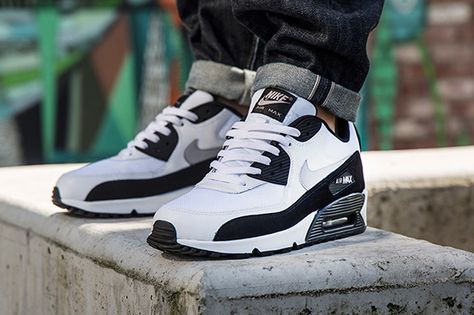 nike-air-max-90-white-wolf-grey-black Nike Air Max 90 Black, Nike Air Max 90 White, Nike Air Max 90 Mens, Nike Air Max 2017, Air Max 90 Black, Cheap Nike Air Max, Nike Air Shoes, Fresh Shoes, Nike Free Shoes