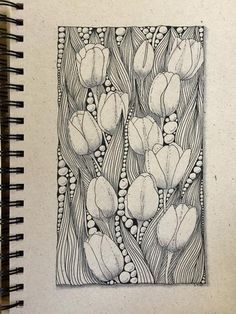 Tulips. I used a pigma pen on journal paper. The tangle: tipple in the spaces. Zantangle Art, Zentangle Kunst, Drawing Eyes, Drawing Hair, Zentangle Artwork, Drawing On Paper, Tangle Art, Piece Of Paper, Zentangle Drawings