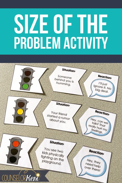 Size of the Problem Lesson: How I Teach Size of the Problem Problem Solving Activities For Middle School, Size Of The Reaction Activities, Emotional Regulation Group Activities, How Big Is The Problem Activity, Roll A Worry Strategy, Elementary Anger Management Activities, Size Of A Problem, Size Of My Problem, Aba Social Group Activities