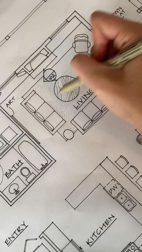 Markers Drawing Architecture, Presentation Plan, House Design Drawing, Interior Design Sketchbook, Detail Arsitektur, Interior Design Student, Architecture Drawing Plan, Interior Design Renderings, Interior Architecture Drawing