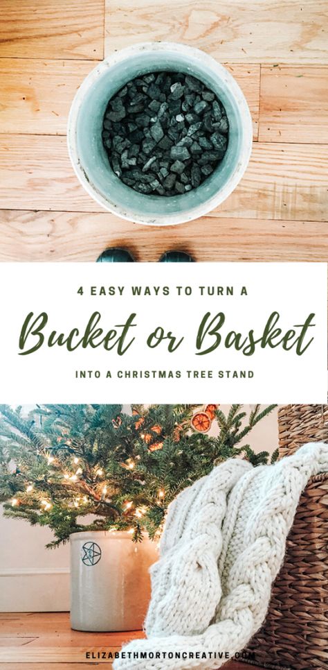 Diy Christmas Tree Stand, Christmas Tree Stand Diy, Fresh Christmas Garland, Christmas Tree Bucket, Make Your Own Christmas Tree, How To Make Trees, Xmas Tree Stands, Old Crock, Ugly Christmas Tree