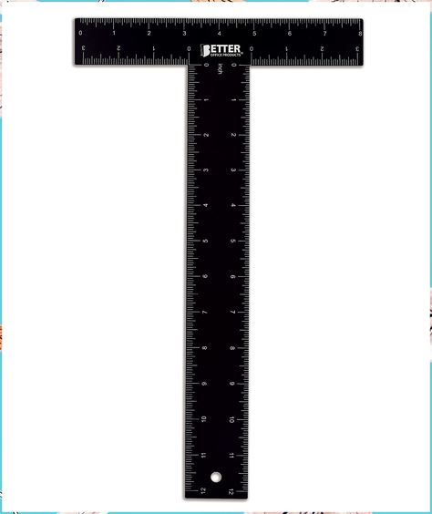 T Square, T Ruler, 12 inch Metal T Ruler Carbon Steel Ruler, Double Sided Standard & Metric Laser Printed, by Better Office Products, Drafting Ruler, Architect Ruler, Set Square Companion Ruler, Black Woodworking Square, Drafting Tools, Ruler Set, Office Products, Steel Metal, Carbon Steel, Ruler, Double Sided, Woodworking