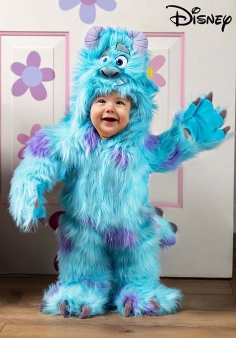 Disney Monsters Inc Sulley Costume for Infants: Hooded jumpsuit with attached mitts and a pair of booties. Sulley Toddler Costume, Family Monsters Inc Costume, Monster Inc Halloween Costume, Monsters Inc Family Costume, Sully Halloween Costume, Monsters Inc Halloween Costumes, Sulley Costume, Unique Toddler Halloween Costumes, Monsters Inc Halloween