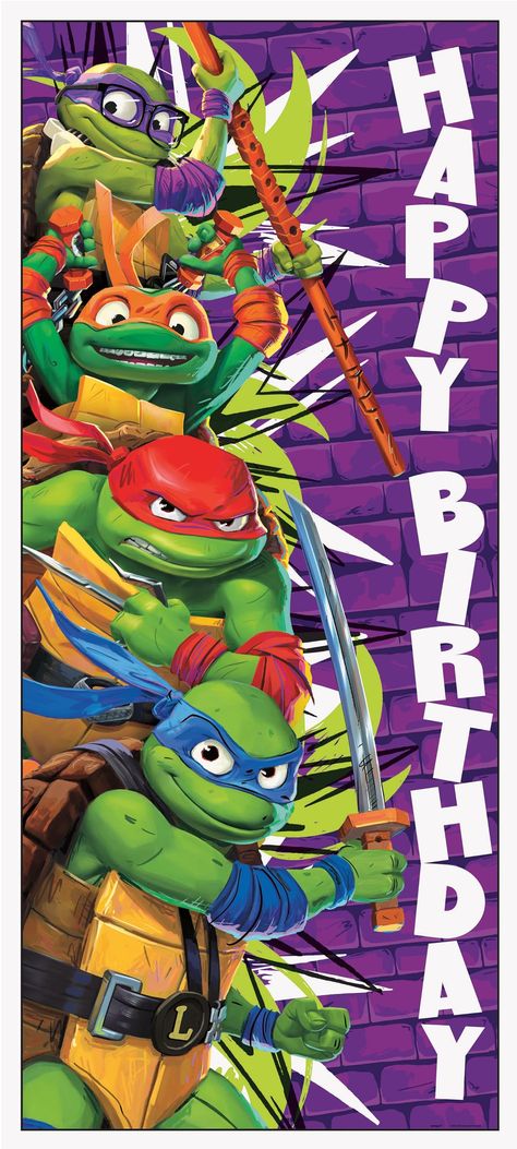 PRICES MAY VARY. CELEBRATE IN STYLE: Make your child's birthday party a hit with this eye-catching Teenage Mutant Ninja Turtles Birthday Door Poster - a 27" x 60", 1 count decoration perfect for any TMNT fan's special day. VIBRANT AND DURABLE: Crafted from high-quality multicolor paper, this party decoration features your favorite heroes in a half-shell and is designed to make a lasting impression on guests and birthday kids alike. EASY SETUP: Effortlessly transform any doorway into a portal to Tmnt Birthday Party Ideas Diy Free Printable, Tmnt Birthday Party Games, Tmnt Party Decorations, Ninja Turtles Printables, Turtle Birthday Decorations, Blue Ninja Turtle, Tmnt Birthday Party Ideas, Michelangelo Ninja Turtle, Ninja Turtles Birthday Party Ideas