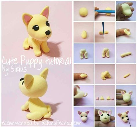 Cute Puppy Pictorial Kue Disney, Fondant Dog, Crea Fimo, Diy Heart, Fondant Animals, ดินปั้น Polymer Clay, Karakter Disney, Polymer Clay Figures, Dog Cakes