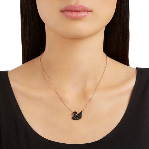 Best Necklace, Swan Jewelry, Swan Pendant, Women Birthday Gifts, Swarovski Swan, Crystals Black, Zirconia Necklace, Necklace Collection, Cubic Zirconia Necklace