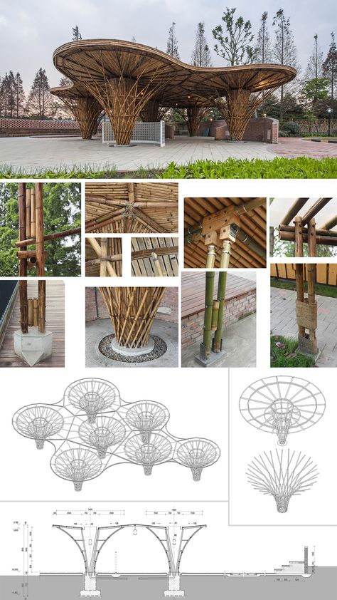 The Bamboo Garden | Atelier REP #arch2o #bamboo #architecture #design #garden #china #section #3d Bamboo Architecture Design, Dome Homes, Model Architecture, مركز ثقافي, Pavilion Architecture, Bamboo Architecture, Pavilion Design, Graphisches Design, Conceptual Architecture