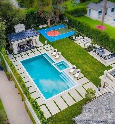 Patio Garden Ideas, Luxury Pools Backyard, Dream Backyard Pool, Pool House Designs, Pools Backyard Inground, Swimming Pool Landscaping, Balkon Design, Pool Landscape Design, Small Pool Design