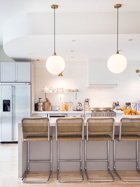 Kitchen Design Trends 2020 | Kitchn Massachusetts Apartments, Boston Massachusetts Apartments, Bar Ideas Decor, Bar Stools Ideas, Breakfast Bar Ideas, Elevated Kitchen, Breakfast Bar Kitchen Island, Kitchen Trends 2020, Kitchen Island Styling