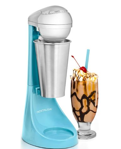 Nostalgia Two-Speed Electric Milkshake Maker and Drink Mixer, Includes 16-Ounce Stainless Steel Mixing Cup & Rod Making Milkshakes, Milkshake Maker, Fountain Drink, Health Drinks, Malted Milk, Gadgets Kitchen Cooking, Drink Mixer, Milk Shakes, Ice Cream Parlor