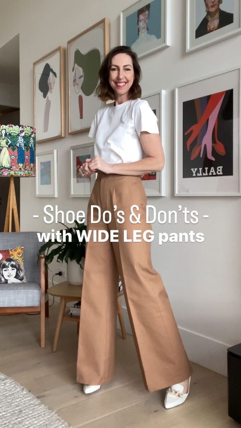 Natural Pants Outfit, Coats With Wide Leg Pants, Extra Wide Pants, Wide Leg Trousers Shoes Winter, What Shoes To Wear With Wide Leg Pants High Waist, Dress Shoes For Wide Leg Pants, Heels For Wide Leg Pants, How To Take In Wide Leg Pants, Wide Leg Pants Business Outfit