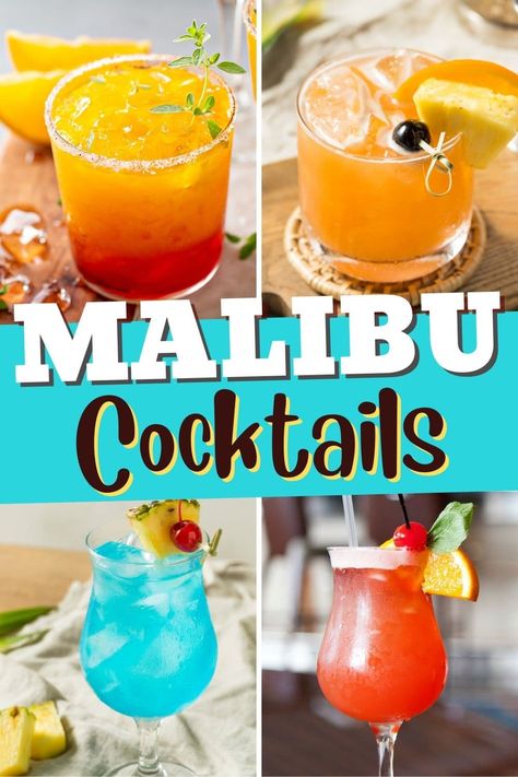 Long Island Alcoholic Drinks, Alcoholic Drinks With Malibu Rum, Best Malibu Rum Drinks, Mixed Drinks Alcoholic Malibu Rum, Drinks Made With Malibu Rum, Summer Drinks With Malibu Rum, Easy Tropical Cocktails, Mixed Drinks With Malibu Rum, Malibu Cocktails Recipes