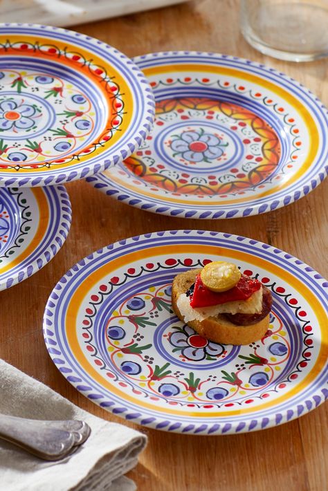 Bring the beauty of handcrafted Spanish ceramics to your table this holiday season! We work with artisans who form and paint each piece individually, whether the rustic terra cotta cazuela dishes or the hand-painted ceramic tableware from El Puente del Arzobispo.⁠ ⁠ ⁠🇪🇸🇪🇸🇪🇸⁠⁠ #Spain #Spanish #Food #SpanishFood #Gourmet #Tapas #Gifts #Latienda #Tienda #Ceramics #Tableware ⁠ #handmadeceramics #dinnerware #serveware #tabledecor #dinnerplates #plate #ceramicplates #plateware #dishware Tapas Plates Ceramics, Spanish Plates, Spanish Ceramics, Ceramics Tableware, Spanish Pottery, Spanish Foods, Spanish Restaurant, Tapas Dishes, Spain Spanish