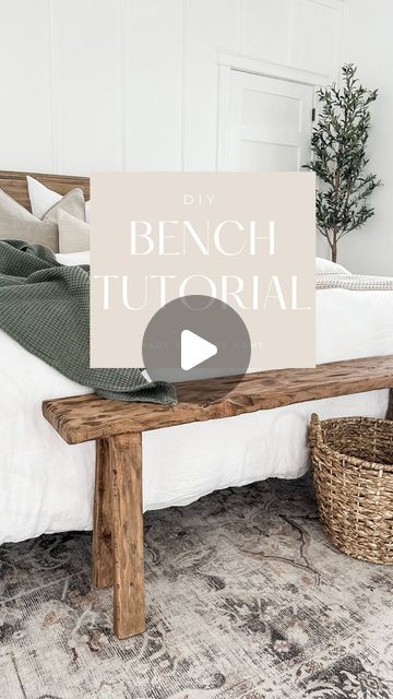 Diy Rustic Bench Bedroom, Narrow Hallway Bench, How To Make A Bench, Narrow Entry Bench, Bedroom Bench Diy, Entryway Bench Diy, Diy Rustic Bench, Sage Phillips, Narrow Bench