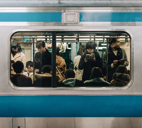 Everyone On Their Phones, Commuting To Work, Creepy Guy, Human Icon, Photo Class, Silhouette People, Phone Books, Subway Train, Train Art