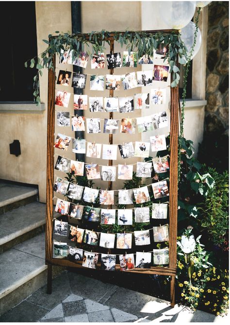 Grad Party Theme, Wedding Photo Walls, Photo Collage Diy, Wedding Photo Collage, Backyard Graduation Party, Polaroid Wedding, Logo Foto, Bridal Shower Inspo, Engagement Dinner