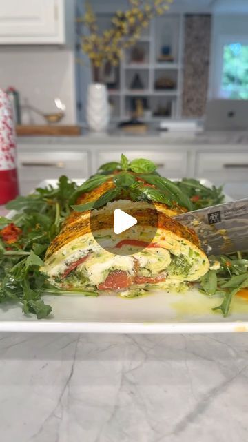 Zucchini And Egg Sheet Pan Roll, Egg Sheet Pan, Chicken Roulade Recipe, Zucchini Egg, Large Zucchini, Hosting Brunch, Romesco Sauce, Calabrian Chili, Box Grater