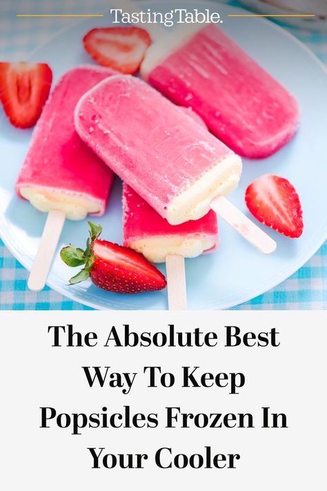 Whether it's a box of your favorite store-bought popsicles or a batch of flavorful homemade ice pops, packing these sweetly refreshing goodies is essential. However, keeping them frozen can be a bit of a challenge in the absence of a freezer. #Popsicles #FoodHacks Pool Snacks, Homemade Ice Pops, Freeze Pops, Frozen Snack, Homemade Popsicles, Ice Pops, Homemade Ice, Tasting Table, Frozen Food