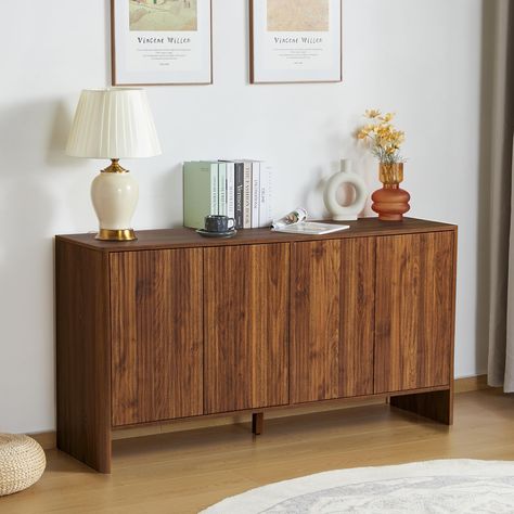 PRICES MAY VARY. 【MODERN SIDEBOARD】:This fluted-door sideboard is bound to instantly upgrade your dining space, living room, or entryway with its minimal build and versatile storage. With adjustable shelving and wide surface space, this piece can easily transition into a TV stand, a space for spare linens, or a place to debut your dishware 【ENOUGH STORAGE SPACE】: The buffet table with wood waveform Panel decorated doors features a spacious top and two large space insides, beautiful and practical Narrow Credenza, Mcm Buffet, Mcm Credenza, Fluted Sideboard, Doors For Kitchen, Mid Century Modern Cabinet, Mid Century Modern Entryway, Cabinet Console Table, Entryway Table With Storage