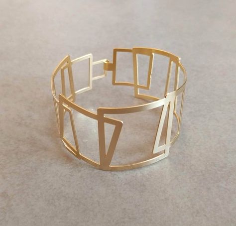 Geometric Bracelet, Gold Bracelet, Gold Cuff #jewelry #bracelet @EtsyMktgTool #geometricbracelet #goldbracelet #honeycombbracelet Leather Silver Bracelet, Square Bracelet, Geometric Bangle, Gold Cuff Bracelet, Leather Bracelets Women, Bangle Gold, Geometric Bracelet, Gold Jewelry Sets, Gold Armband