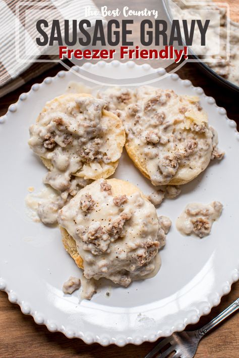 Best Sausage Gravy, Best Sausage Gravy Recipe, Biscuits And Gravy Breakfast, Southern Buttermilk Biscuits, Happy Breakfast, Sausage Gravy And Biscuits, Frozen Biscuits, Sausage Gravy Recipe, Sausage Biscuits