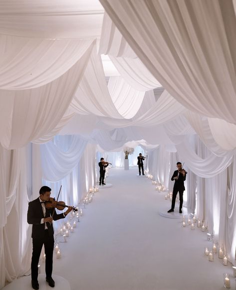 Proposal Rules, Dream Wedding Reception, Wedding Aesthetics, Dream Wedding Decorations, White Wedding Theme, Wedding Planning Decor, White Drapes, Dream Wedding Venues, Wedding Entrance