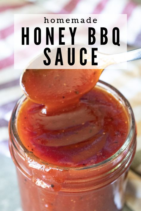 This Honey BBQ Sauce Recipe is the perfect sweet sauce for burgers, wings, chicken, and more. It's wonderfully sticky and very kid-friendly, making it a great sauce to have on hand for weekday dinners or big group barbecues with family and friends. Homemade Honey Bbq Sauce, Sauce For Burgers, Honey Bbq Sauce Recipe, Honey Bbq Wings, Bbq Sauce Homemade Easy, Make Bbq Sauce, Honey Barbecue Sauce, Wings Chicken, Homemade Bbq Sauce Recipe