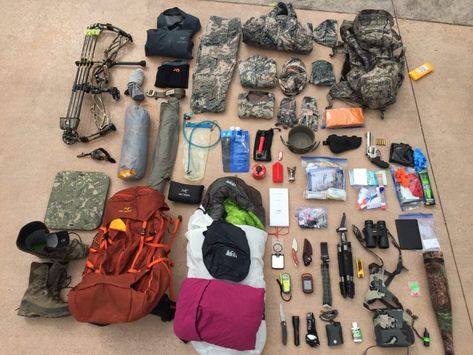 Hunting Backpack Checklist, Hunting Trip Packing List, Hunting Bag Essentials, Elk Hunting Gear List, Hunting Gear List, Hunting Loadout, Hunting Gear Storage, Elk Hunting Colorado, Archery Elk Hunting