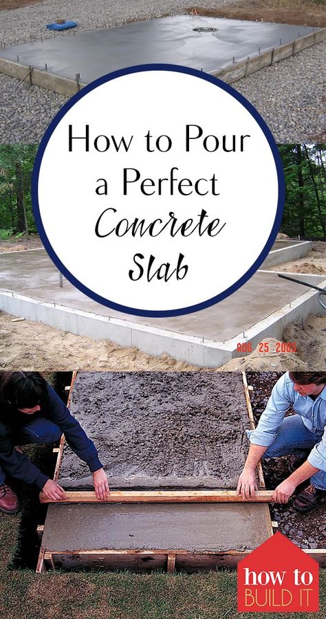 Pouring Concrete, Easy Home Improvement Projects, Easy Home Improvement, Home Improvement Loans, Poured Concrete, Concrete Projects, Concrete Slab, Diy Home Repair, Concrete Patio