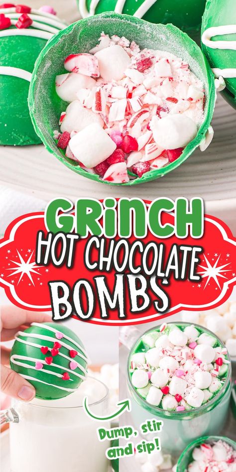 Grinch Hot Chocolate Balls, Grinch Hot Cocoa Balls, Green Hot Chocolate, Grinch Hot Chocolate, Using Candy Melts, Hot Cocoa Party, Coffee Beverages, Best Christmas Desserts, Hot Chocolate Cocoa