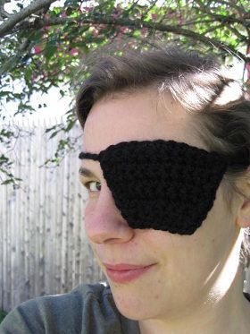 Pirate Eye Patch Crochet Eye Patch Free Pattern, Crochet Eyepatch, Pirate Patch, Pirate Eye Patch, Pirate Eye, Pirate Eye Patches, Crocheted Toys, Crochet Eyes, Crochet Halloween