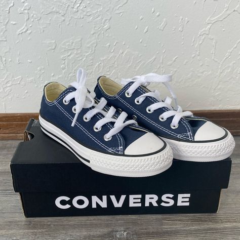 Brand New, Unworn Converse All Stars For Kids! Handsome Navy Blue Canvas. Navy Blue Converse, Chuck Taylor Converse, Converse All Stars, Kids Converse, Blue Canvas, Converse All Star, Converse Shoes, Chuck Taylor, Chuck Taylors