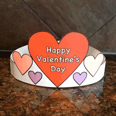 Valentine's Day Hat - Paper craft - Free Printed template Fox Valentine, Valentine Hats, Cadeau St Valentin, Kindergarten Valentines, Valentines Headband, Valentine's Day Crafts For Kids, February Valentines, Preschool Valentines, Valentine Activities