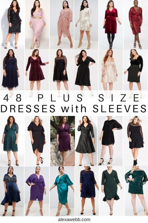 51 Plus Size Party Dresses - Alexa Webb Plus Size Wedding Dresses With Sleeves, Party Dresses With Sleeves, Plus Size Lace Dress, Cocktail Bridesmaid Dresses, Plus Size Wedding Guest Dresses, Plus Size Party, Sukienki Plus Size, Plus Size Cocktail Dresses, Plus Size Party Dresses