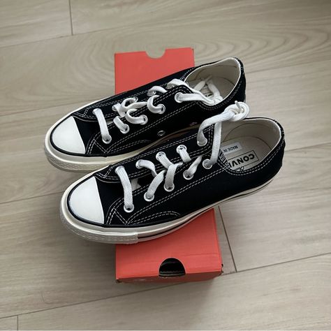 Chuck 70s Black. 3.5 Men’s 5.5 Women’s. Brand New In Box. Bought The Wrong Size. Converse 70s Low, Converse Chuck 70s, Converse 70s, Chuck 70s, Shoes Converse, Converse Chuck 70, Chuck 70, Womens Converse, Converse Chuck