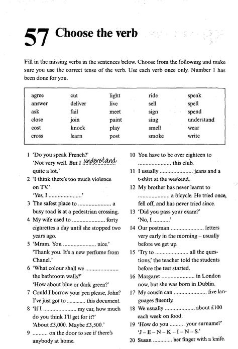 A2 Vocabulary English, English B2 Vocabulary, Vocab Worksheets, English Vocabulary Worksheets, Grammar Tenses Chart, English Grammar Tenses Chart, English Vocabulary Exercises, Vocabulary Test, Speaking Activities English