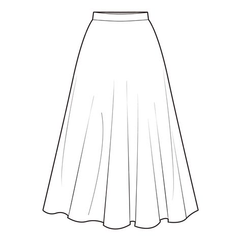 Premium Vector | Circular skirt skirt flat drawing fashion flat sketches Flared Skirt Illustration, Circular Skirt Illustration, A Line Skirt Illustration, How To Draw A Long Skirt, Fashion Technical Drawing Skirt, Long Skirt Flat Sketch, Long Skirt Technical Drawing, Long Skirt Sketch, Skirt Sketches Fashion Drawings