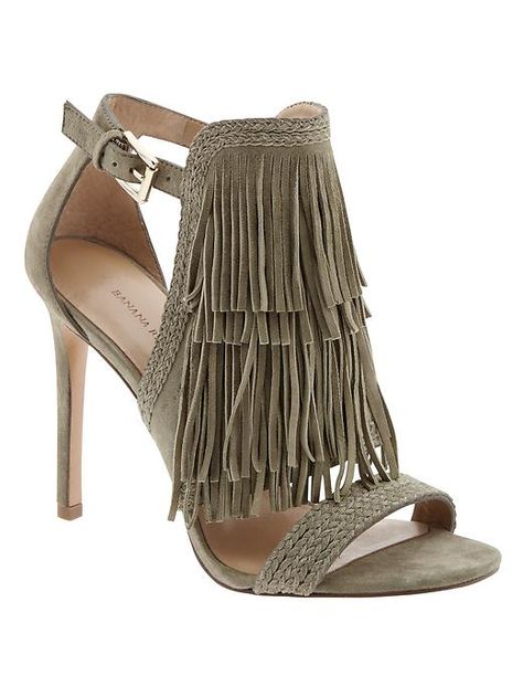 Fringe Heels, Pointy Heels, Fringe Sandals, Fringe Booties, Classic Heels, Banana Republic Women, It Goes On, How To Make Shoes, Black Leather Heels