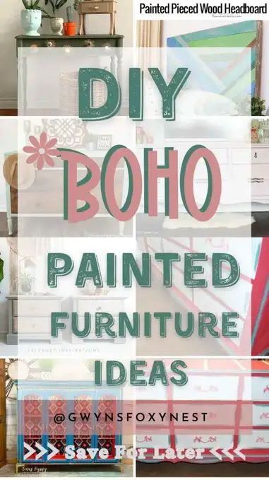 Looking to add some boho flair to your home decor? DIY boho painted furniture ideas are the perfect way to infuse your space with eclectic charm. Embrace vibrant colors, intricate patterns, and whimsical designs to create one-of-a-kind pieces that reflect your unique style. Transform old dressers, tables, and chairs into bohemian masterpieces with a splash of paint and a dash of creativity. Boho Painted Furniture, Boho Nightstand, Diy Wood Headboard, Painted Furniture Ideas, Boho Bedroom Furniture, Bohemian Diy, Nightstand Makeover, Painted Night Stands, Diy Dresser Makeover