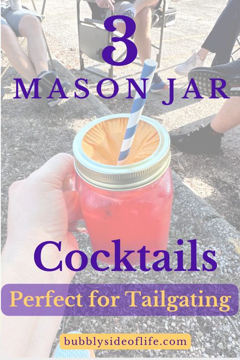 Mason jar sparkling wine cocktails for your next tailgate. Mason Jar Cocktail Recipes, Tailgating Drinks, Tailgating Cocktails, Jar Cocktails, Bubbly Cocktails, Tailgate Drinks, College Football Tailgate, Mason Jar Cocktails, First Football Game