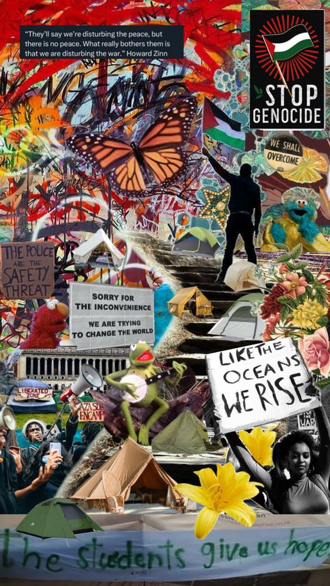 ✊✊✊🔥🔥 #protest #resist #politicalart #muppets #letgazalive #freepalestine #stopgenocide #riseup #liberation #solidarity #fightthepower Protest Collage Art, Protest Collage, Art Protest, Howard Zinn, Caw Caw, Collage Kunst, Protest Art, Collage Book, Big Mouth