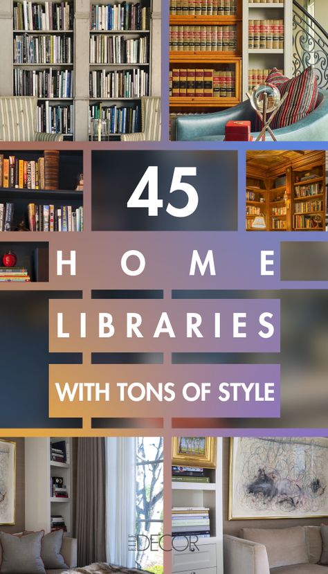 Home Library Office Study Book Shelves, Study Room Library Office Ideas, Interior Design Living Room Bookshelves, Family Room Library Ideas, Den Library Ideas, Create A Library In Your Home, Library Decorating Ideas Home, Living Room And Library Combo, Home Office Book Shelves