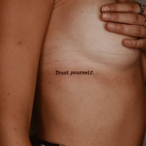 Rib Tattoos For Women Quotes, Word Tattoo Placements, Rib Tattoo Placements, Rib Tattoos Words, Simbols Tattoo, Rib Tattoo Quotes, Small Words Tattoo, Quote Tattoos Placement, Small Rib Tattoos