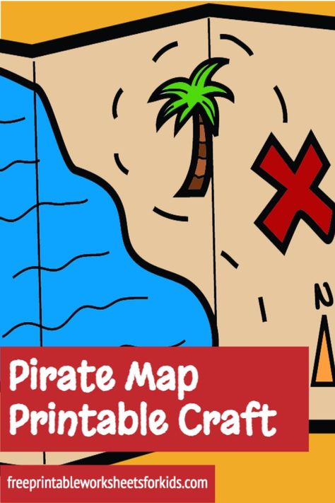 Pirate Map Craft Preschool, X Marks The Spot Craft, Treasure Map Craft Preschool, Preschool Treasure Map, Pirate Day In Kindergarten, Pirate Craft Kindergarten, Pirates Kindergarten Activities, Pirate Map Craft, Printable Treasure Map