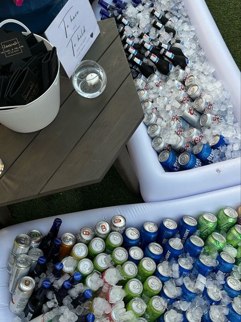 These coolers worked perfectly- amazon purchase Wedding Beer Station, Beer Station, Wedding Drink Station, Cocktail Station, Wedding Drinks, Diy Drinks, Beer Holders, Drink Station, Gettin Hitched