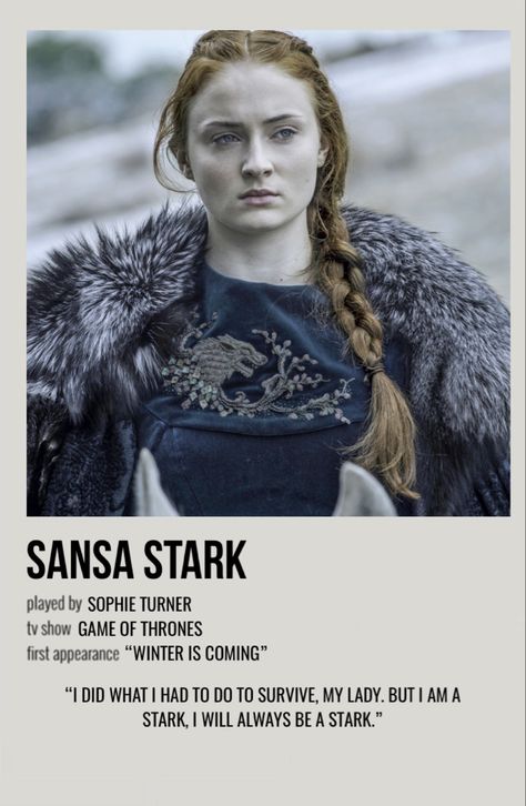 Sansa Stark Poster, Sansa Stark Wallpaper, Game Of Thrones Ghost, Game Of Thrones Cards, Game Of Thrones Images, Netflix Hacks, Game Of Thrones Sansa, Game Of Thrones Poster, Movie Card