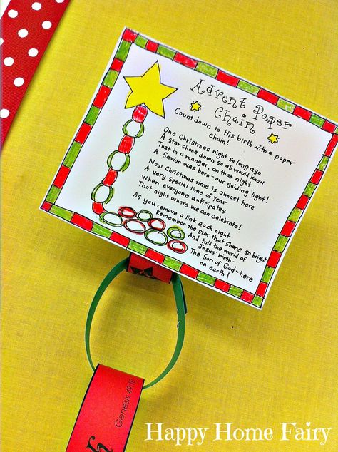 Advent Paper Chain Countdown - FREE Printable Advent Paper Chain, Paper Chain Countdown, Christmas Sunday School, Christmas Sunday, Advent Crafts, Happy Home Fairy, Christmas Scripture, 2 Advent, Advent Activities