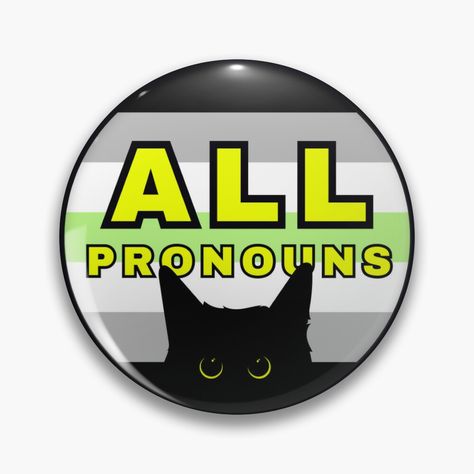 Get my art printed on awesome products. Support me at Redbubble #RBandME: https://www.redbubble.com/i/pin/Black-Cat-Agender-All-Pronouns-by-FuriaLGBTQ/150581428.NP9QY?asc=u All Pronouns, Gender Pronouns, Any Pronouns, Buttons Pinback, Black Cat, My Art, Awesome Products, For Sale, Black